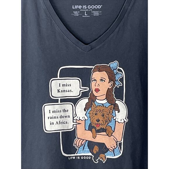 Life is Good Crusher Tee Size Large Wizard of Oz Dorothy Toto I Miss Kansas - Picture 3 of 9